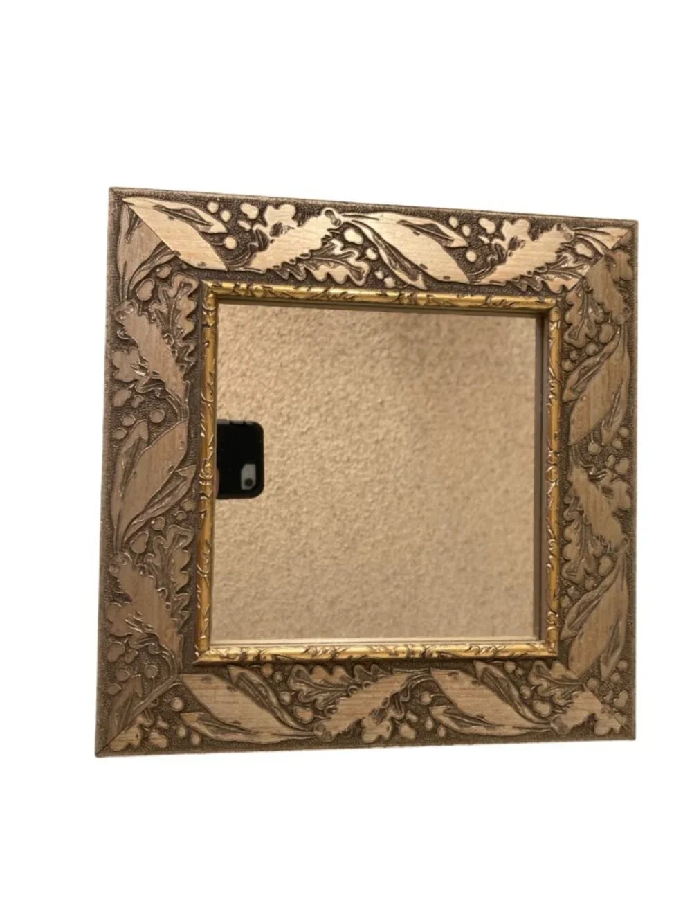 Square Mirror With Ornate Gold And Bronze Wooden Frame